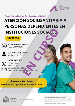 ATENCIÓN SOCIOSANITARIA A PERSONAS DEPENDIENTES EN INSTITUCIONES SOCIALES - (SSCS0208) - ONLINE