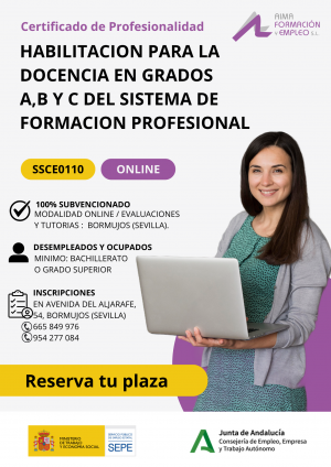 (SSCE0110) - HABILITACION PARA LA DOCENCIA EN GRADOS  A, B Y C DEL SISTEMA DE FORMACION PROFESIONAL -FPE 2025 (SEVILLA) (ONLINE)